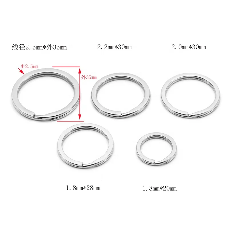 Flat Stainless Steel Key Ring 20MM 25MM 28MM Keychain Key Holder for Women Men Jewelry Making Key Chain