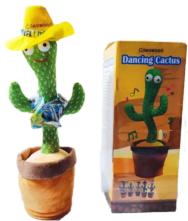 Cileowood Wholesale  32cm Soft Plush Toys Cartoon Electric Dancing Cactus Electrike Plush