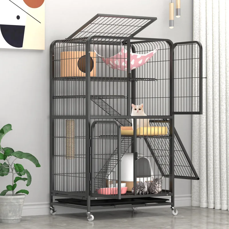 Luxury Black Large Trap Cage Easy To Clean Rabbit Cage With Wheel