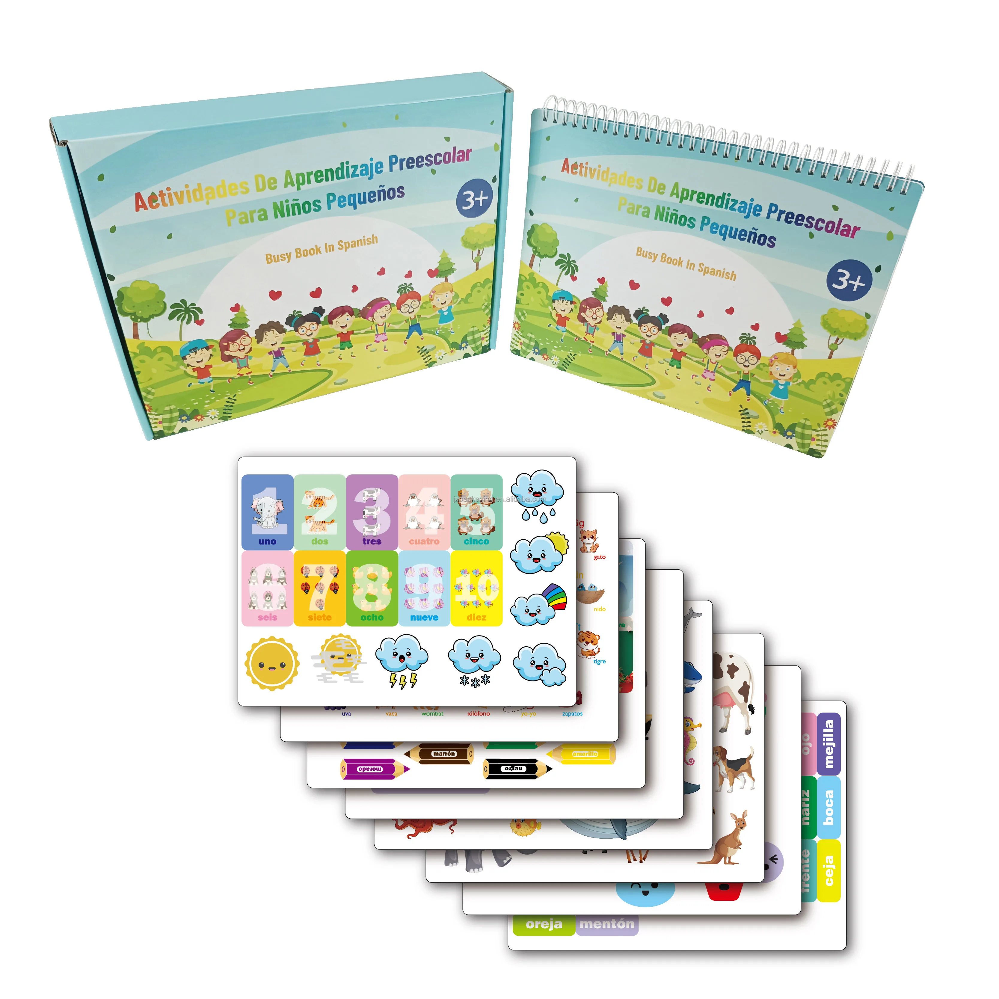 Customize Busy Book Kids Toddlers Gift Early Education Learning SPANISH Book Children Busy Book Customized Printing