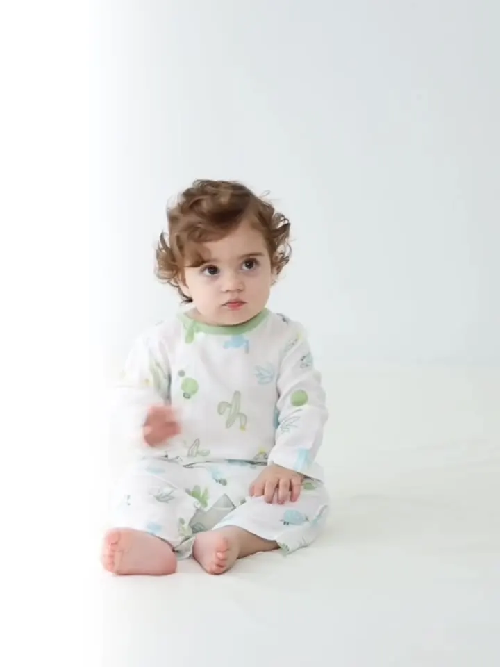 Summer Wholesale Bamboo Cotton Soft Long Sleeve Air Conditioning Pajamas Boutique Knitted Romper Baby