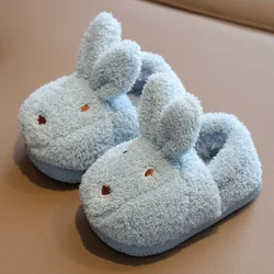 Оптовая продажа, детские милые меховые домашние тапочки для мальчиков, мягкая теплая хлопковая обувь, детские зимние меховые шлепанцы, нескользящая повседневная обувь для девочек