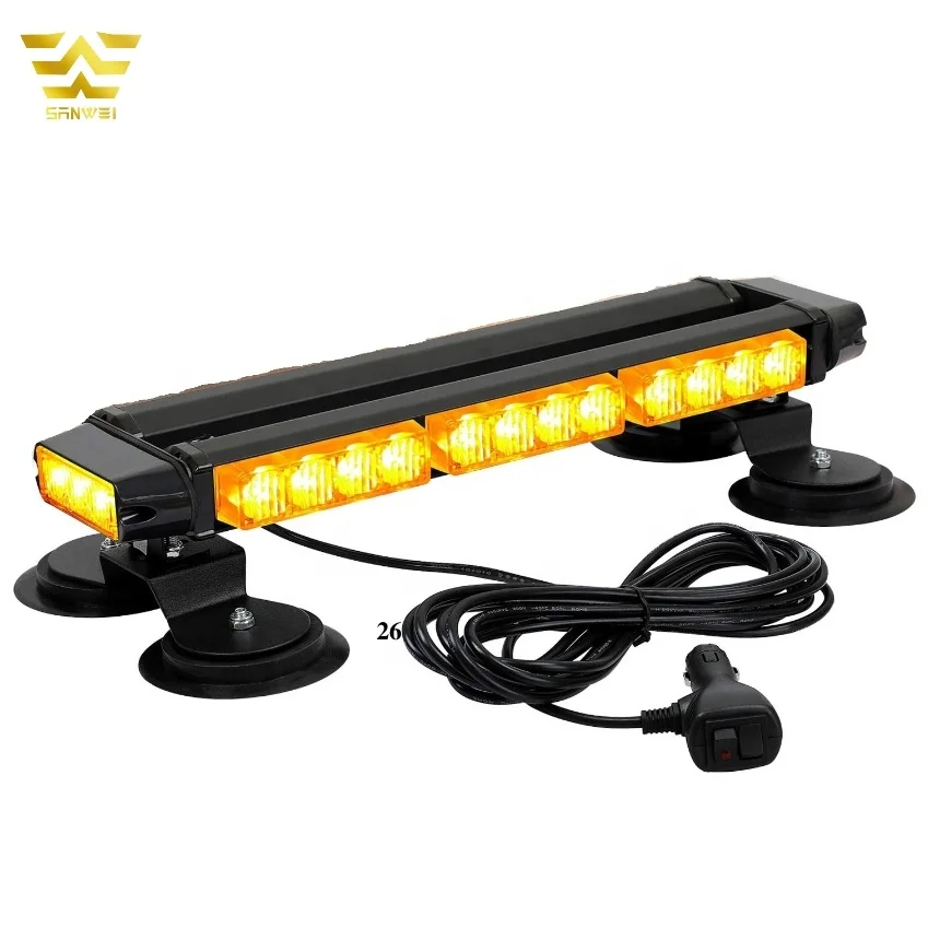 Amber 16.8 Inch Led 26 Flash Modes Emergency Hazard Warning Light Strobe Light Bar for Car Trucks Vehicle
