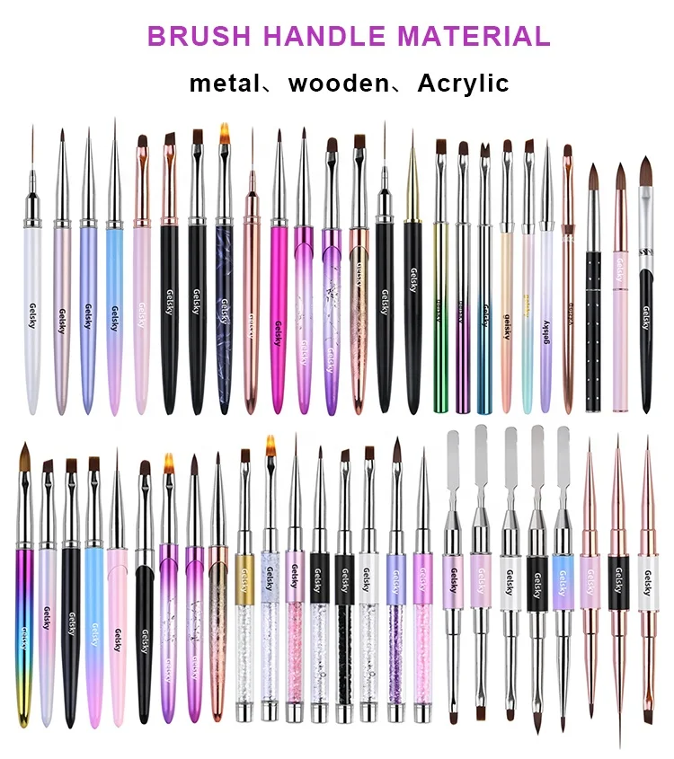 Gelsky Nail Art Brush Set 8Pcs 25 Mm Gel Nail Brush Black Liner Art Brush