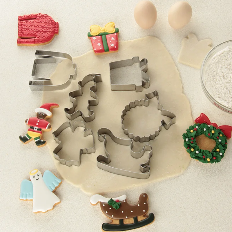 6-Piece Christmas Shape Cookie Mould Cookie Cutter Set Biscuit Mold Creative DIY Kitchen Baking Tools Home Use Cookie Cutters