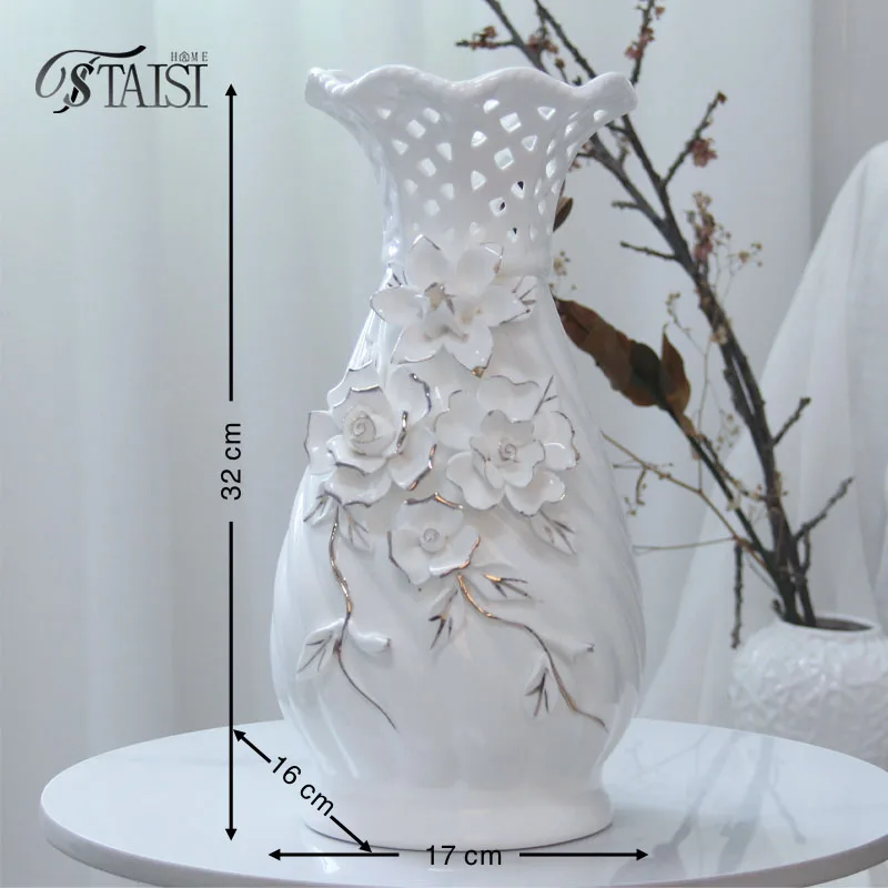 V243W porcelain stria vases for wedding center piece handmade vase set big vase decoration for hallway