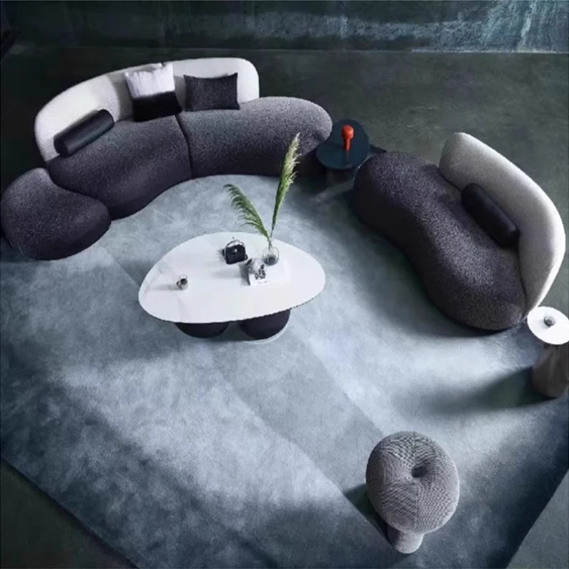 SUKE special modern moon round shaped sofa gradient art fabric sectional modular sofa upholstery couch set livingroom