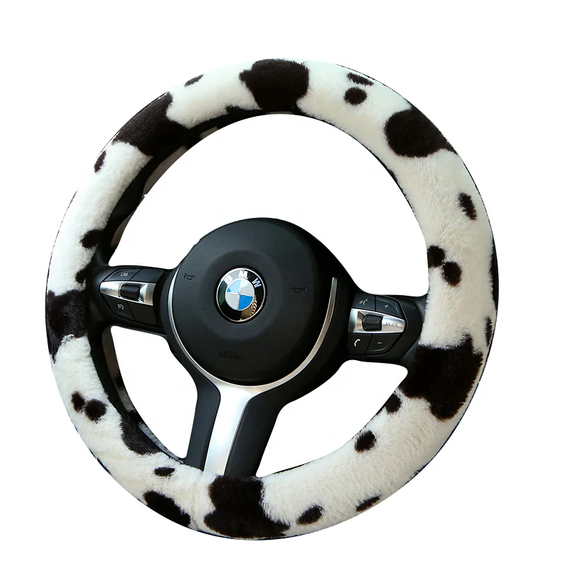 Steering wheel cover factory best-selling customized new fashionable fluffy plush cow steering wheel cover