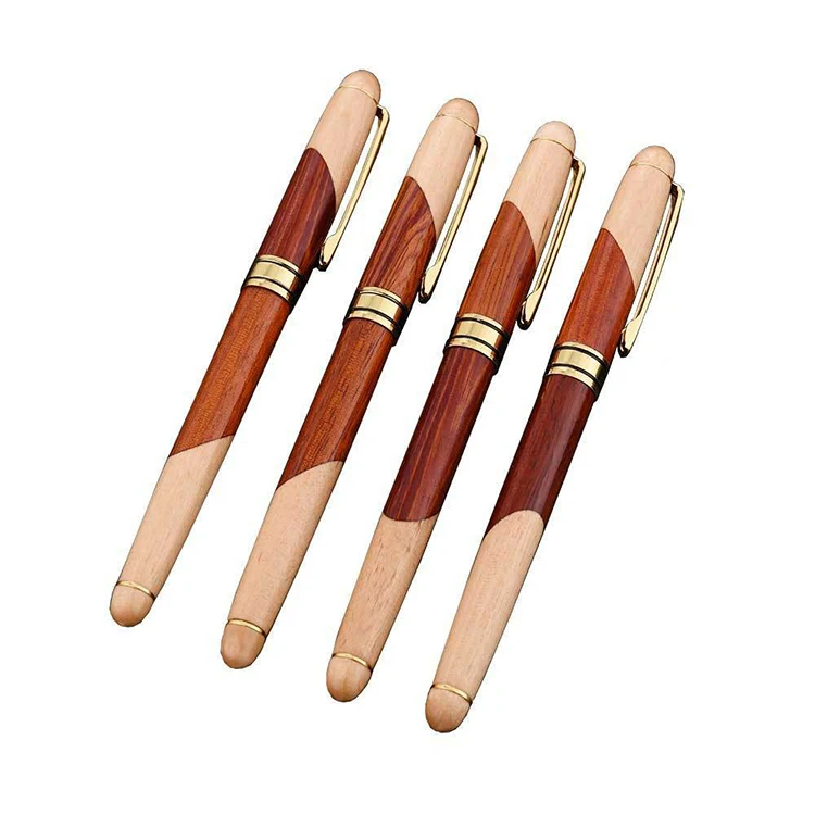 Luxury Brass Wood Calligraphy Custom Logo Fountain Ink Pens Picture Gift Set Finance Gift BOX Stainless Steel High Quality China