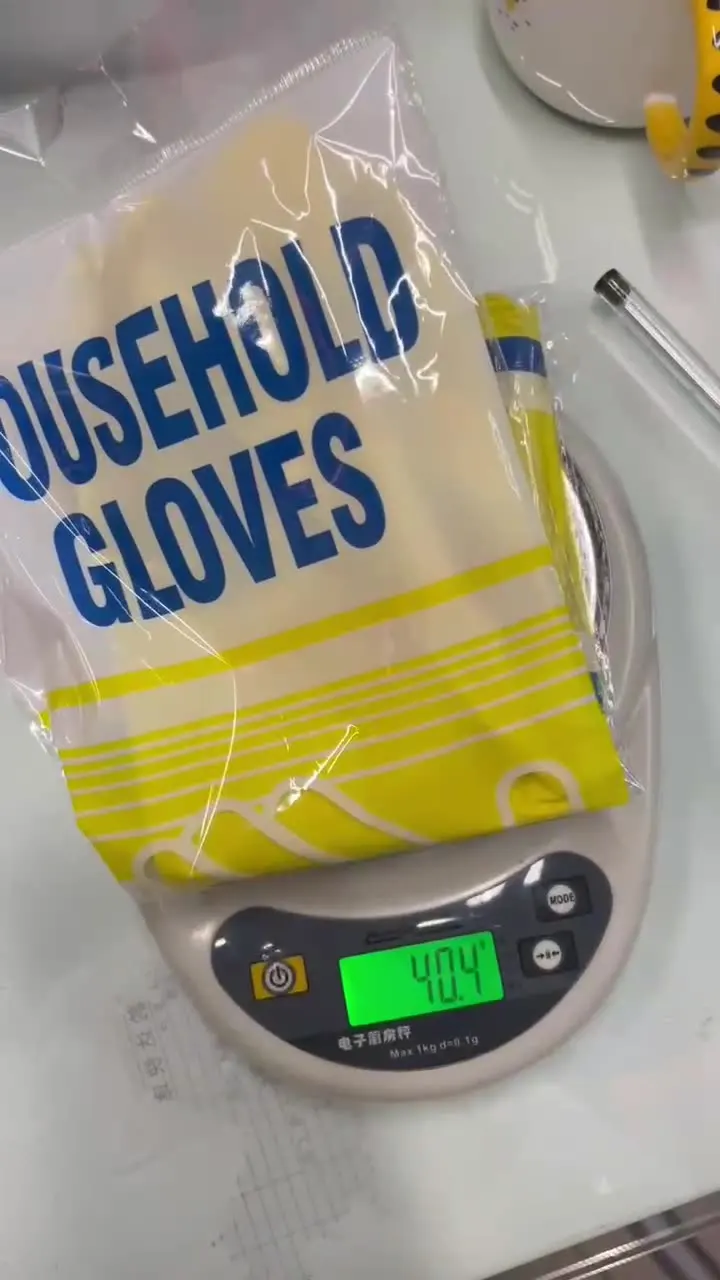 Custom Waterproof Dish Washing Women Velvet Lining Rubber Gloves Reusable Kitchen Cleaning 40g Yellow Household Latex Gloves