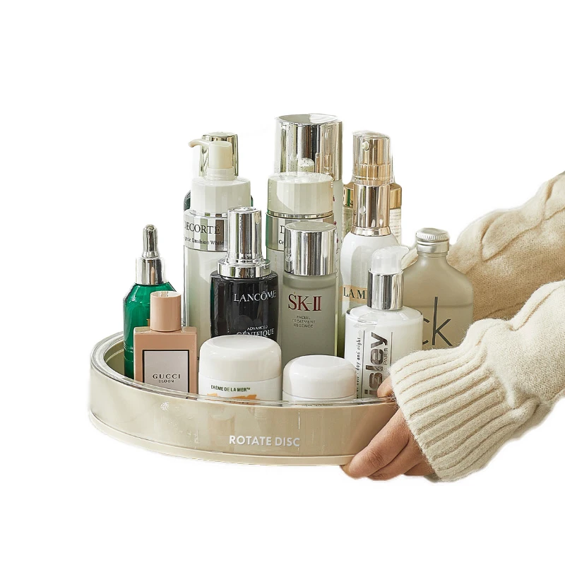 Large Capacity Anti fall edge design Bathroom Vanity Makeup Perfume Lotions Organizer Lazy Susan Spinning Storage tray