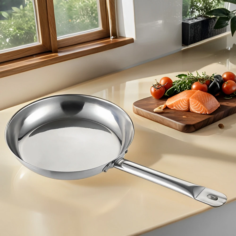 Restaurant Stainless Steel Wok Pan Non-Stick Frying Pan & Skillet With SS Handle Cooking Pot