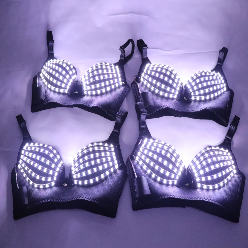 Clubwea DS LED Light-Up Bra Costume for Nightclubs and Bars for Stage Performances Belly Dance for Adults Includes Tutu Dress