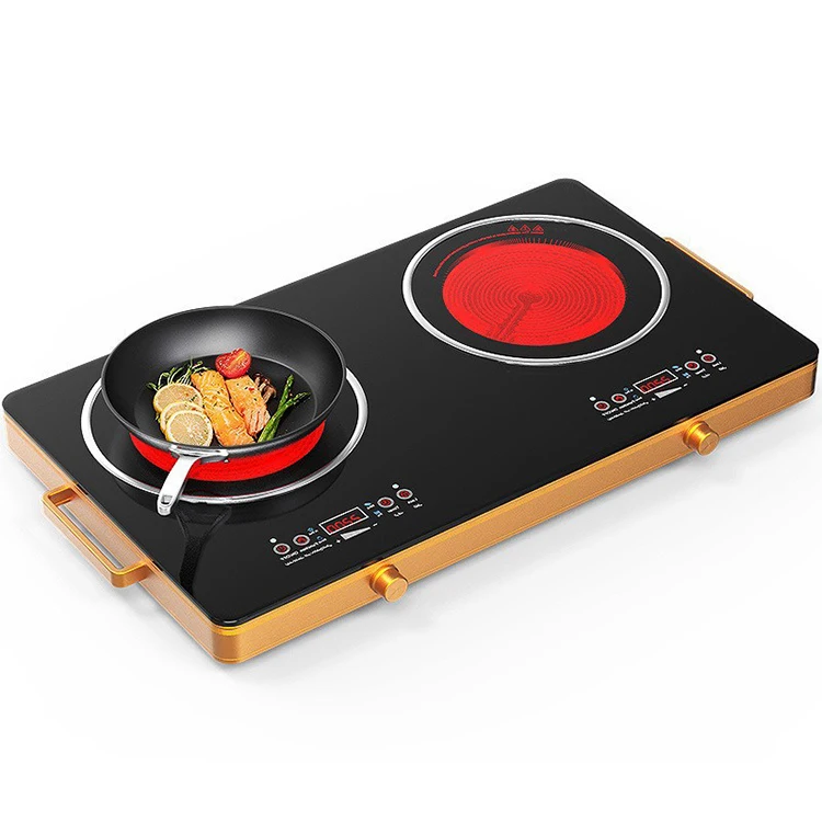 2 Burner Induction Cooker Touch Knob Control Ceramic Cooktop Electric Hot Plate Double Burner Infrared Cooker