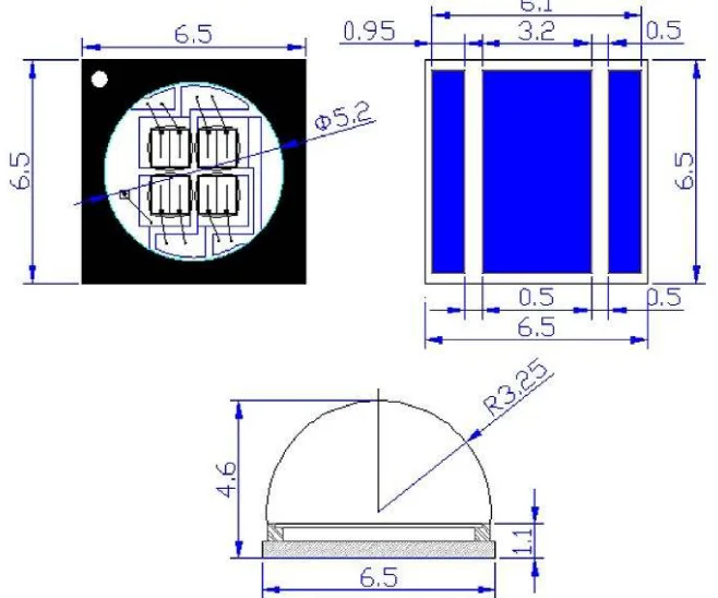 High optical power 6565 smd 10w UV led 385nm 395nm 405nm