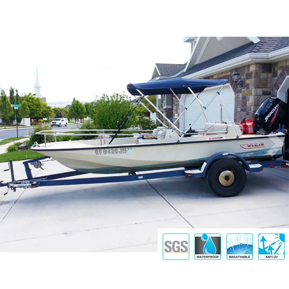 Chinese factory direct sale waterproof stainless steel frame boat tops 3 bow bimini top cover boat tower bimini top