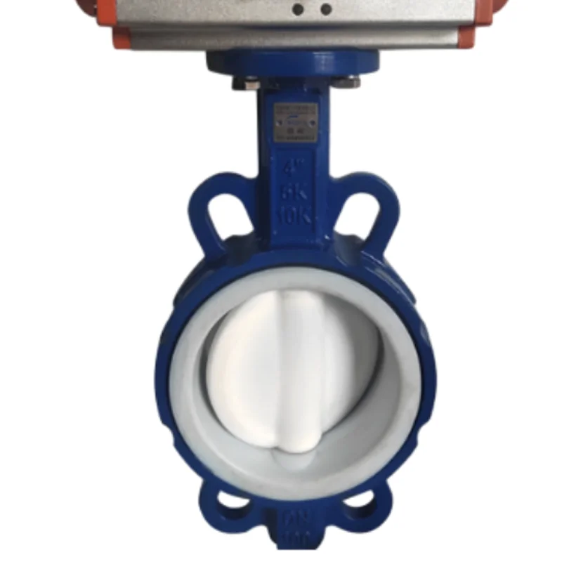 Pneumatic Butterfly Valve Ptfe Lined Butterfly Valve D671F-16Q Wafer Type Butterfly Valve Dn50 150 300
