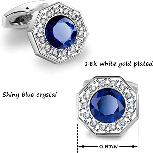 2024 new boyi Shiny Navy Blue Crystal Cufflinks for Men Elegant Cufflinks for Wedding Party