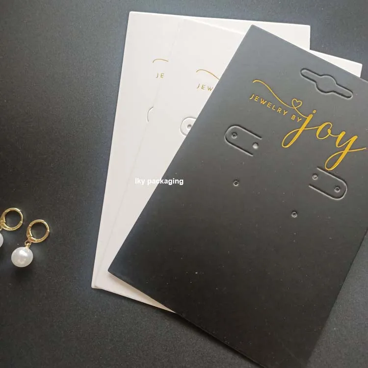 Custom Rose Foil LOGO Standard 300 gsm Paper Hook Necklace Holder Packaging Jewelry Display Card with Punches Hole