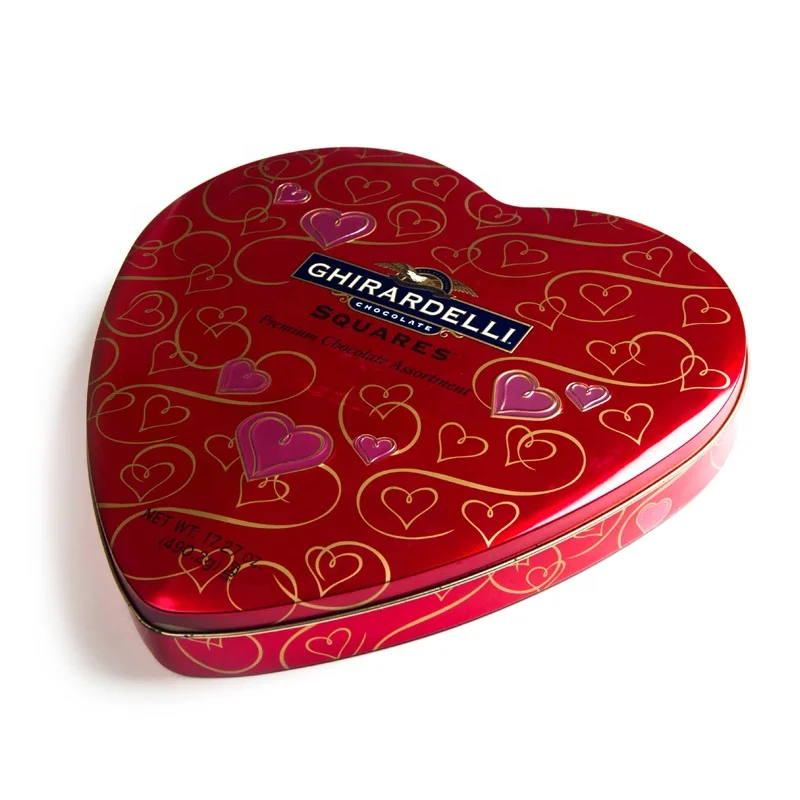 Heart Shape Colorful Metal Chocolate Gift Tin box