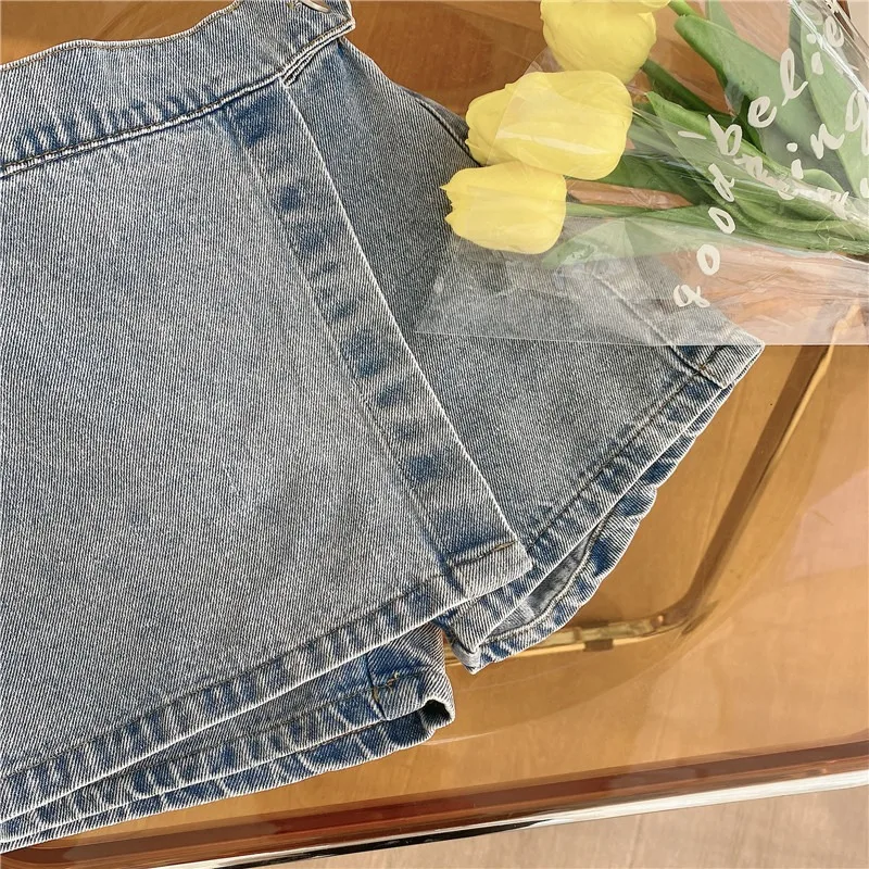 Summer new lace top denim skirt korean style fashion two piece set 1 year old girl toddler boutique clothes