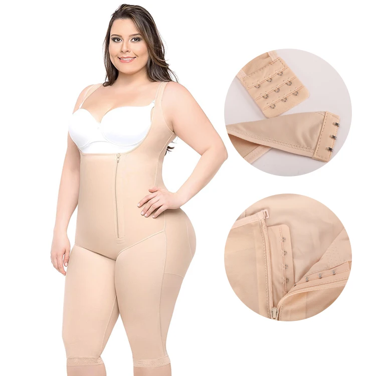 Knee Length Shapewear with open crotch Full body shaper Lingerie crotchless bodysuit
