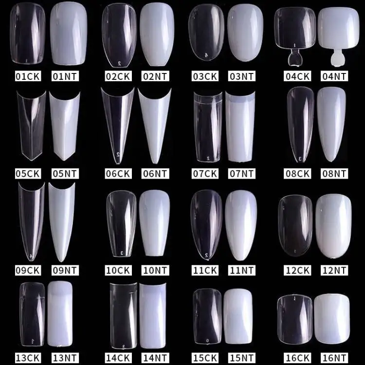 Customized Order Of Half Cover Short Length Sqaure Long Pointed Color Nail Tips With Glue Tabs Artificial Fingernails