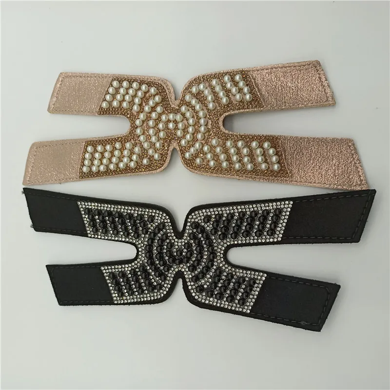 LS047 Shoes Upper Accessories Rhinestone With Pearl Pattern Processing Lady Sandal Semi-finished Slipper Flash Shoe Materials