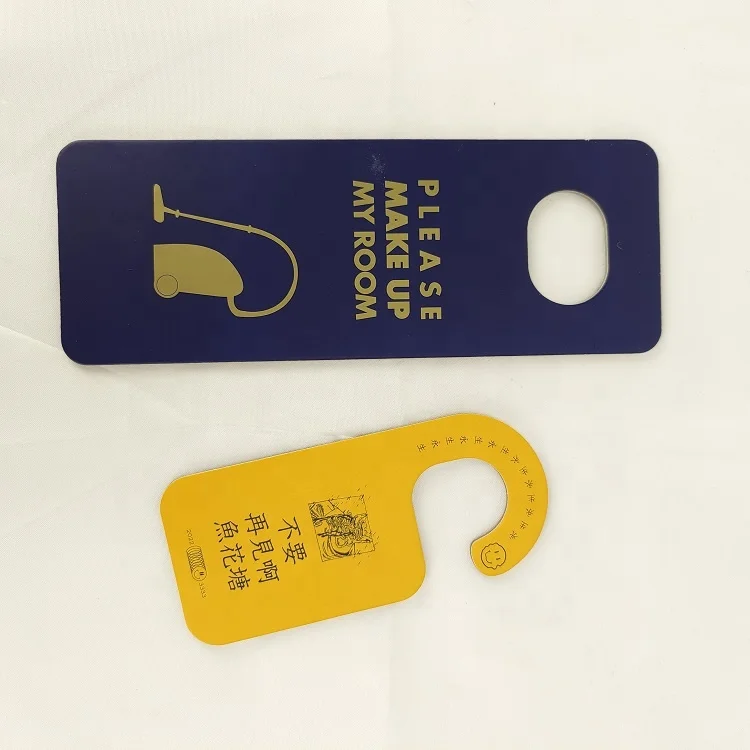 Custom cheap real estate paper cardboard printing knob hanging advertising flyer door hanger flyer for hotel
