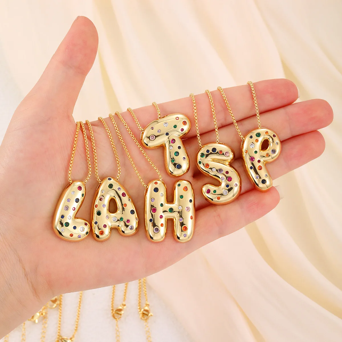 BD-C3358 Chic bubble letter necklace A-Z 26 designs fashion jewelry necklace top quality 18k gold necklace