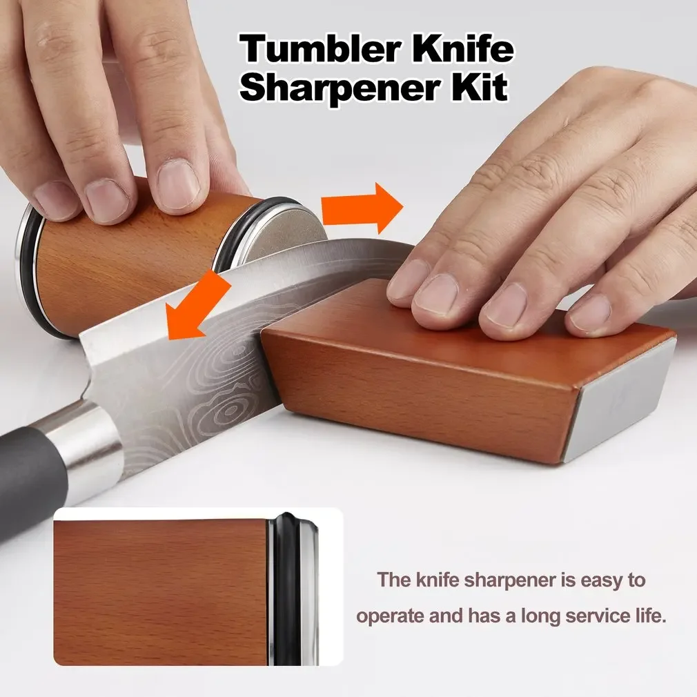 Kitchen Detachable Sharpening Stone Kit Manual Tumbler Diamond Knife Sharpener Roller Rolling Knife Sharpener Set for Knives