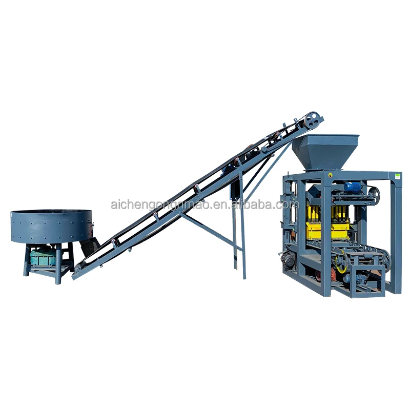 Aichen QT4-24 high quality full automatic concrete cement hollow block brick interlock paver making machine