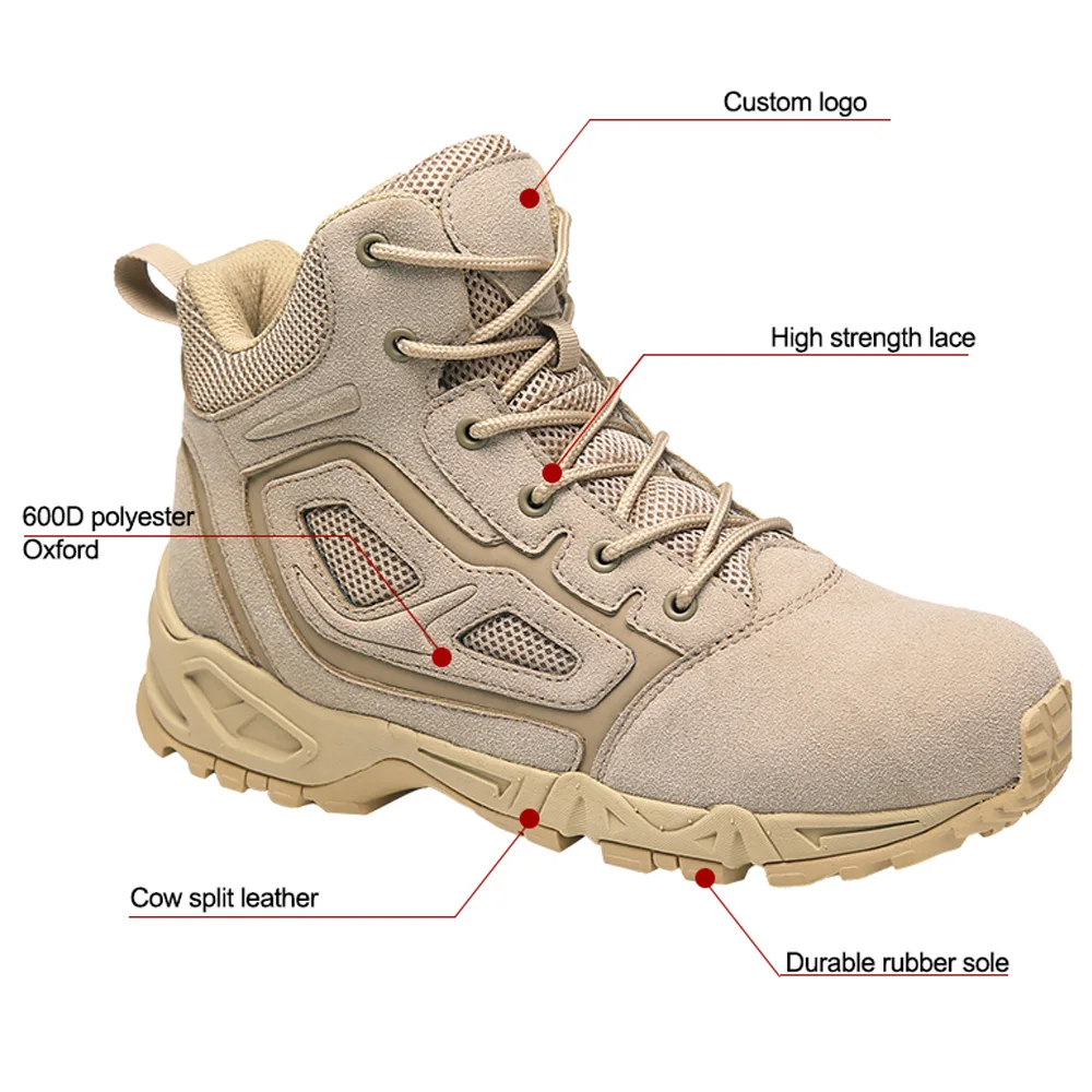 XINXING Custom Low Cut Brown Tactical Desert Boots Cow Split Leather Work Steel Toe Safety Shoes for Men