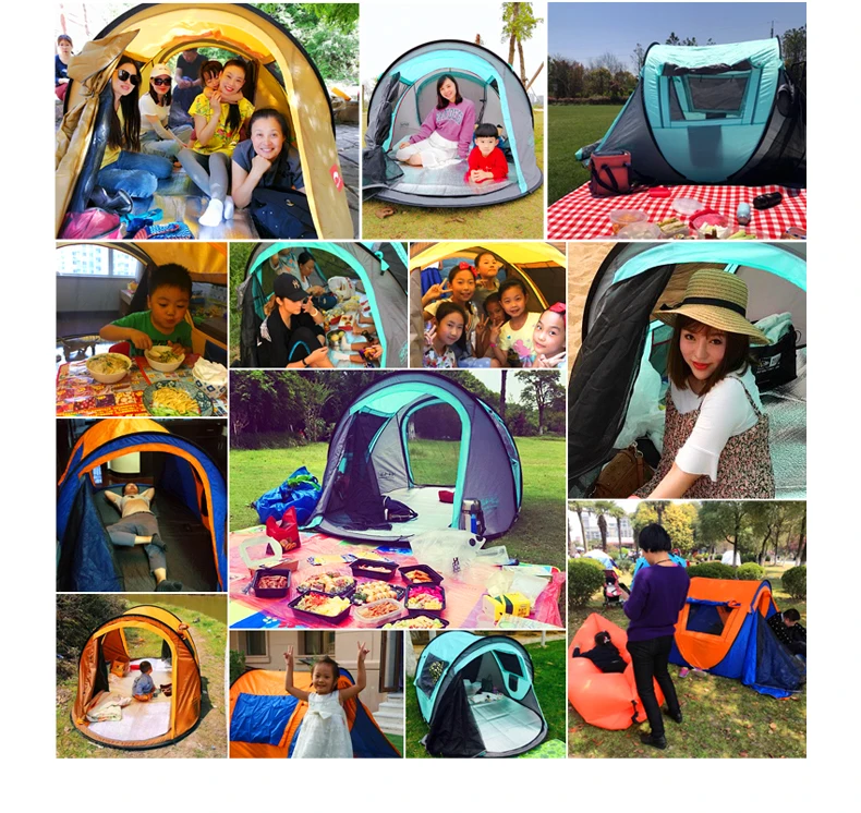 Kommot Pop Up Tent for Camping 3/4 Person Easy Setup Beach Tent Ventilated Mesh Windows Waterproof Sun Shelter