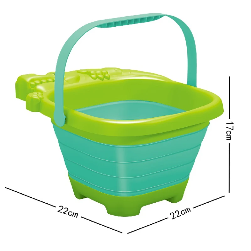 Beach Foldable Sand Buckets and Shovels Set Beach Toys for Kids Outdoor Tool  & Sand Molds, Silicone Beach Sand Pails for Travel