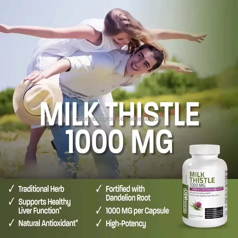 Private Label Organic Herbs Milk Thistle Premium Liver Detox Capsules Colon Cleanser Body Detoxifier Capsule Supplement 1000mg