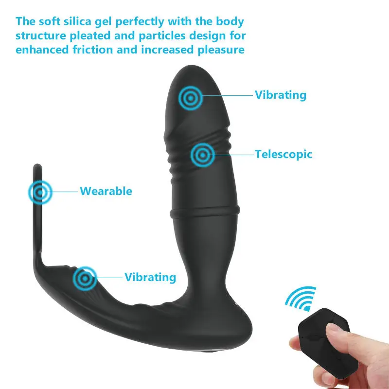 Vigorous Liquid Silicone Super Long Anal Plug Big Dildos Silicone & ABS Telescopic Anal Plug Newly Remote Control Prostate Massa