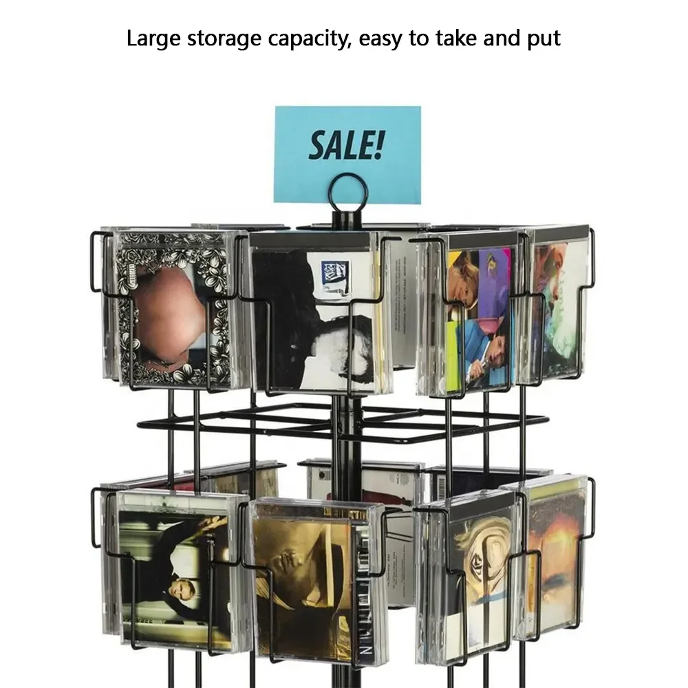 High Quality Rotating Floor Metal Pocket Post Greeting Card Display CD Calendar Magazine Display Stand Rack