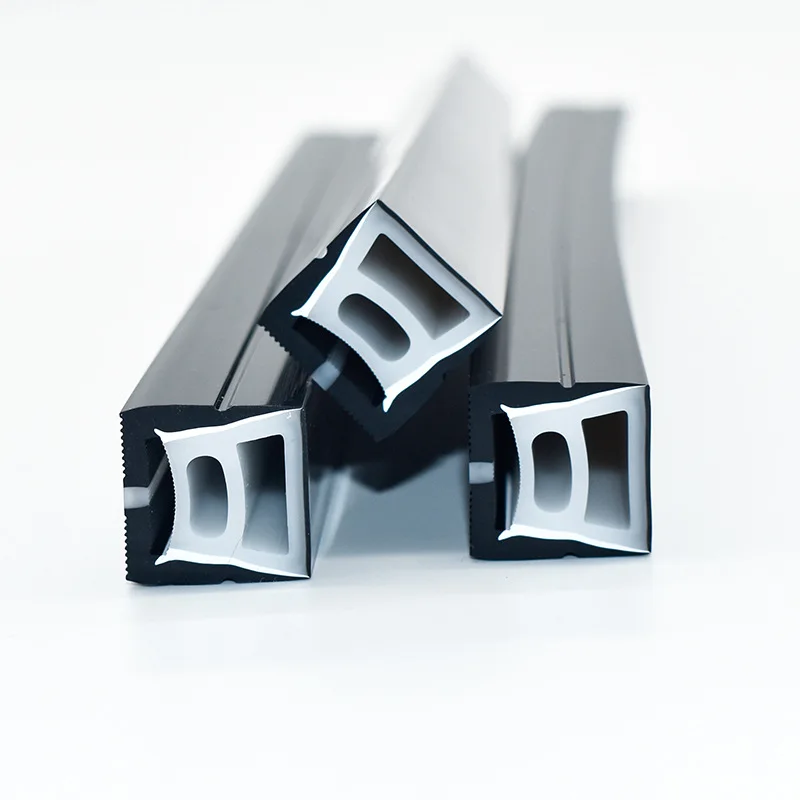 Super good quality 100% pure silicon 16x16mm square flexible neon tube/ 3 side black separation silicon neon tube 1616