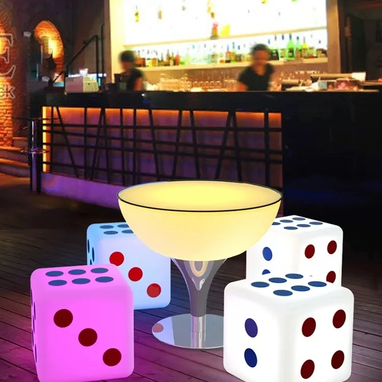 Casino Decorative LED dice chairs with 16 color change Bar furniture waterproof bar chair for nightclub lounge chair