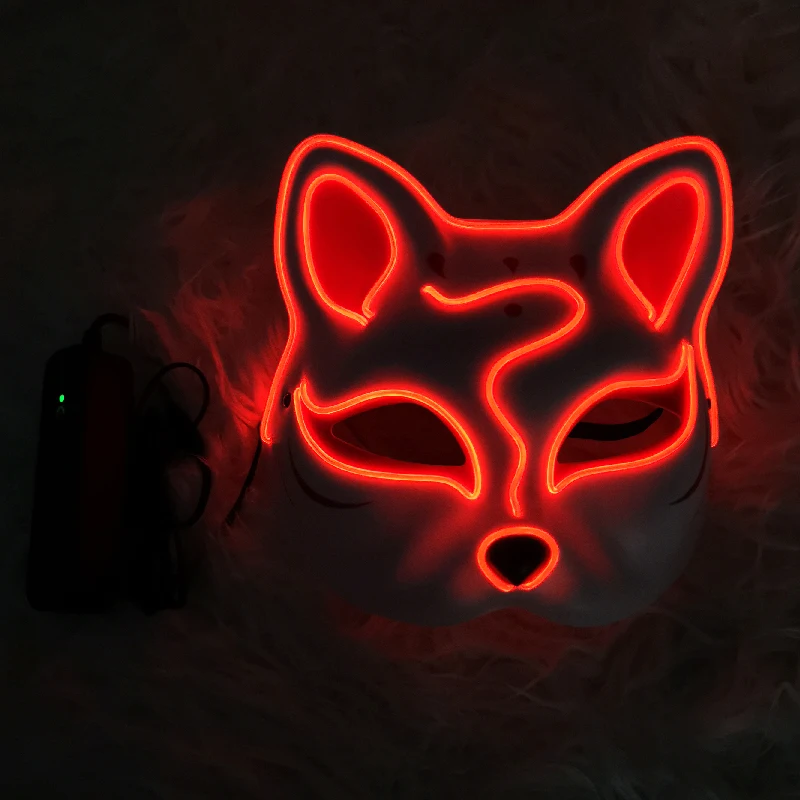 Kitsune Fox LED Lighted Mask Halloween Cosplay Rave Movie Costume Party Mask