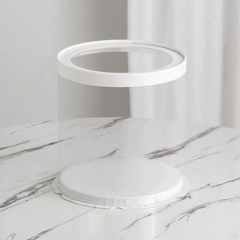 New arrival clear PET plastic round  birthday cake box clear lid blue color  10 inch tall round cake box with clear lid