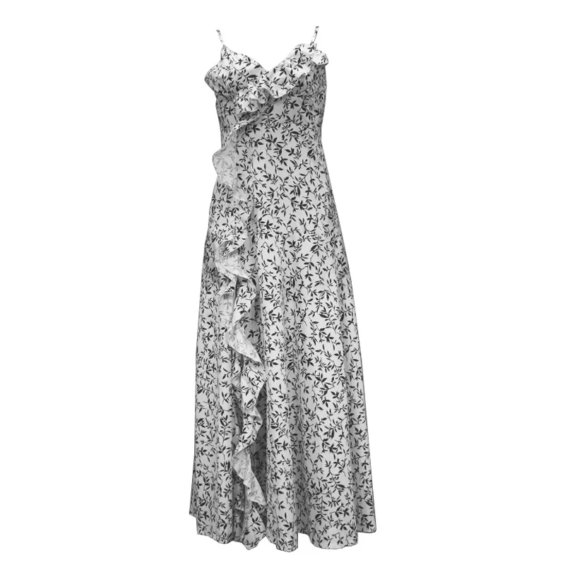 Summer Fashion Long Casual Printed Maxi Lady Elegant Clothing Strappy Floral Dresses Women