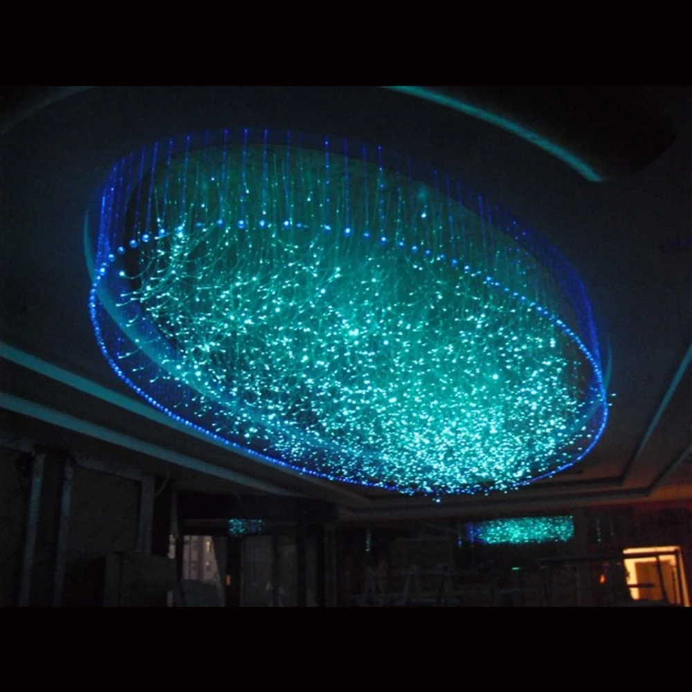 Хрустальная люстра RGB, синяя оптоволоконная лампа, диаметр 60 см