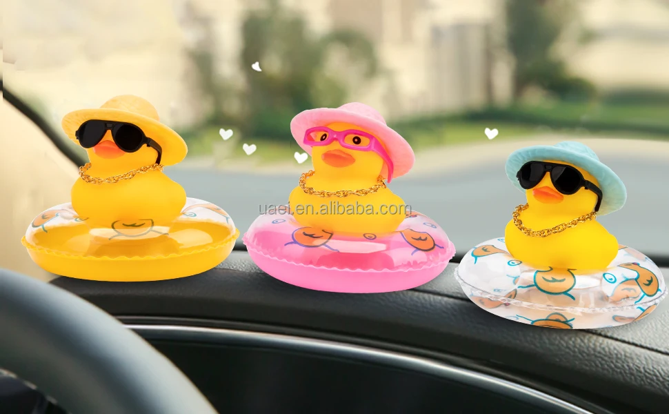 Yellow Ducks Car Dashboard Decoration Kit Ornaments for Dashboard and Bicycle Accessories