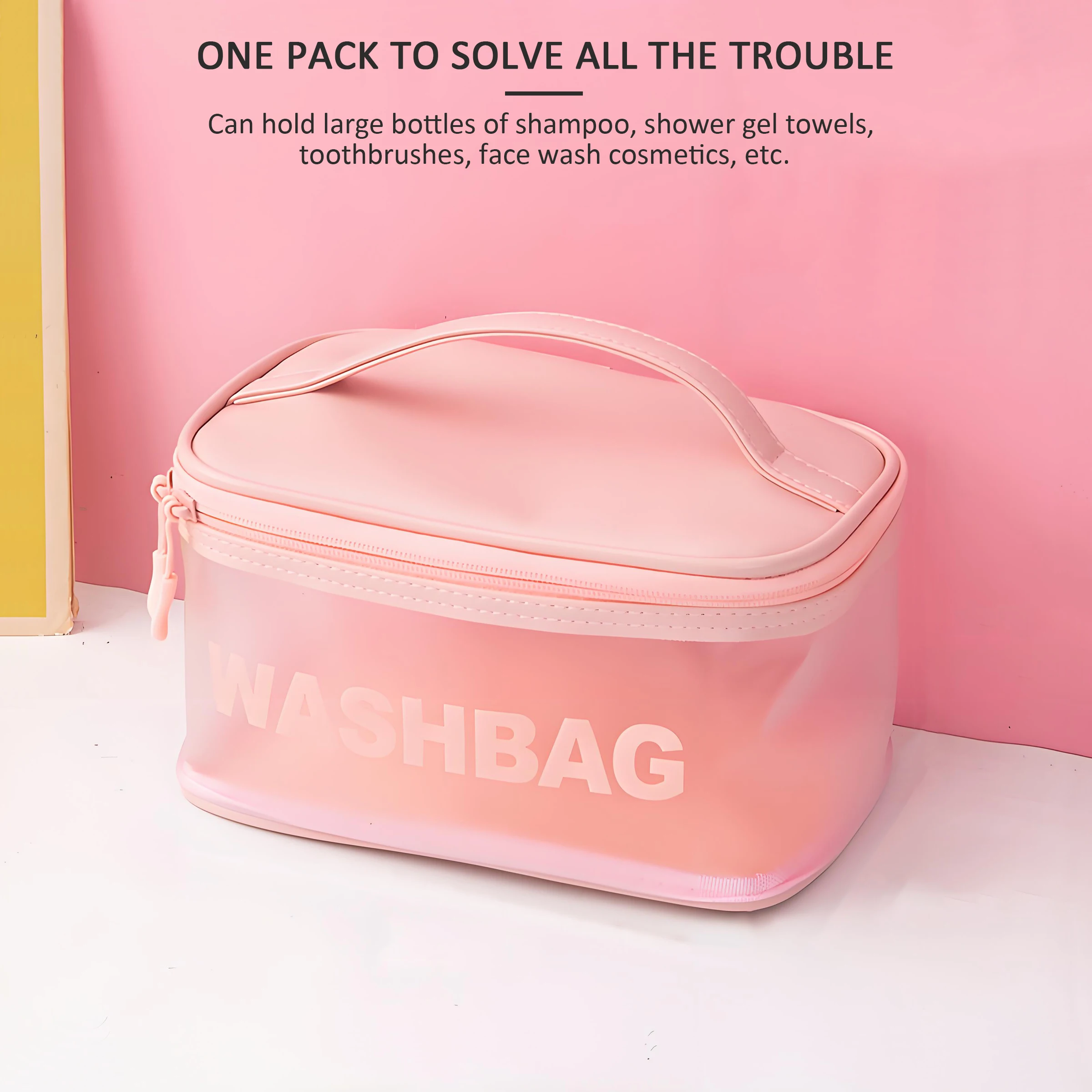 Travel Waterproof Toiletry Bag Large Capacity Cosmetic Storage Bag Clear PVC Hanging Makeup Cosmetic Bag with Hook