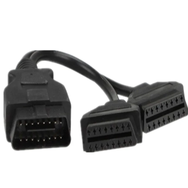 30cm Black OBD2 OBD II Splitter Extension Y J1962 Cable Male to Dual Female 16 pin