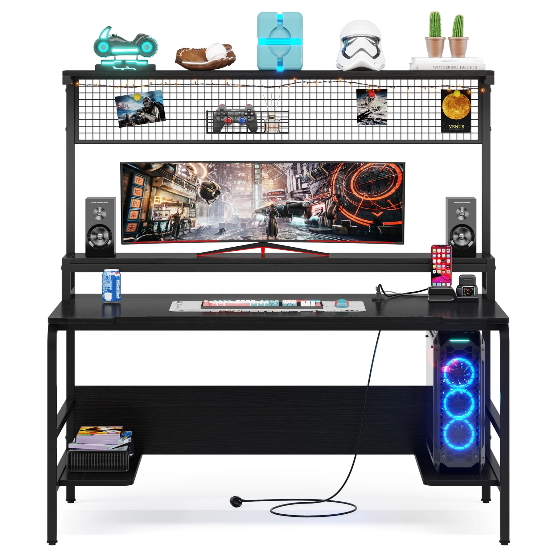 Модный супер большой компьютерный письменный стол игровой Прочный Стол для домашнего офиса с металлическим дисплеем хранения