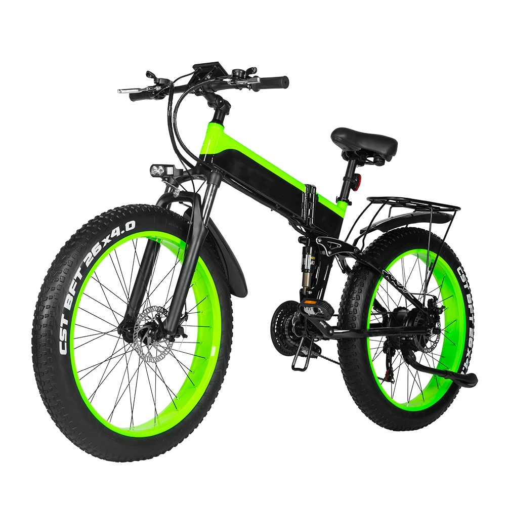 26 Inch Folding Lithium Battery Snow Bike 21-Speed Fat Tire 48V 1000W E-Bike