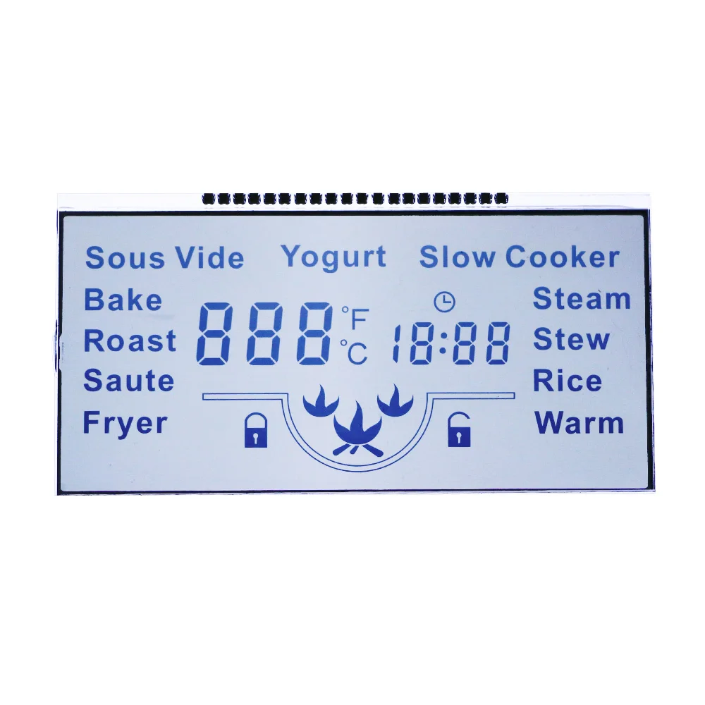 Custom White background black letter positive monochrome 7 segment LCD module screen